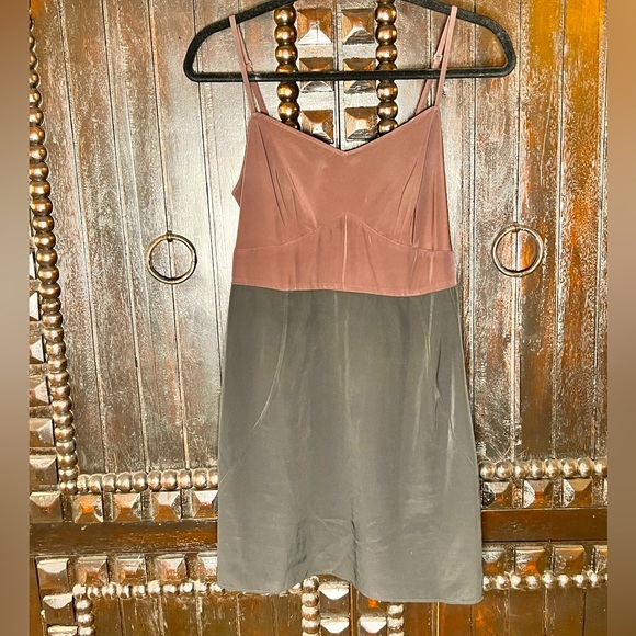 AllSaints 🖤 Spitalfields Two Tone Eggplant and Black Slip Dress - Picture 2 of 6